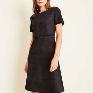 Elegant Dark Brown Faux Suede Dress Short Sleeve Size 6 EUC